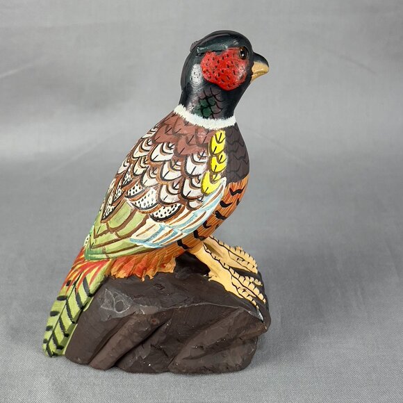 Vtg Action International Stone Art Pheasant Bird Hand Painted Carved Figurine - Picture 5 of 15